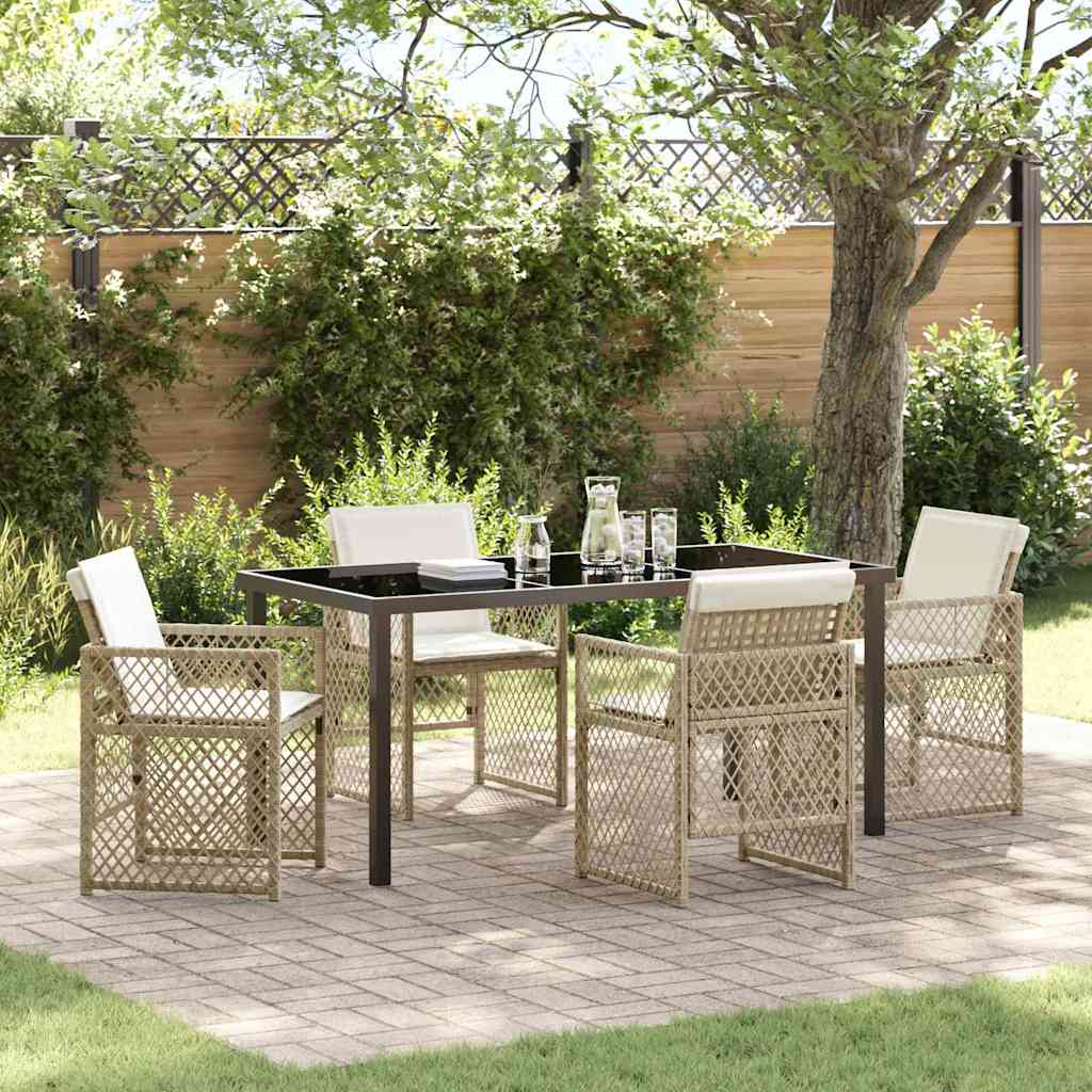 Set da Pranzo per Giardino 5 pcs Beige polyrattan