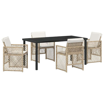 Set da Pranzo per Giardino 5 pcs Beige polyrattan