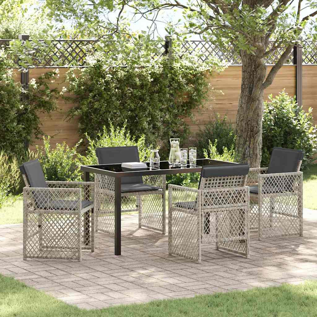Set da Pranzo per Giardino 5 pcs Grigio chiaro polyrattan
