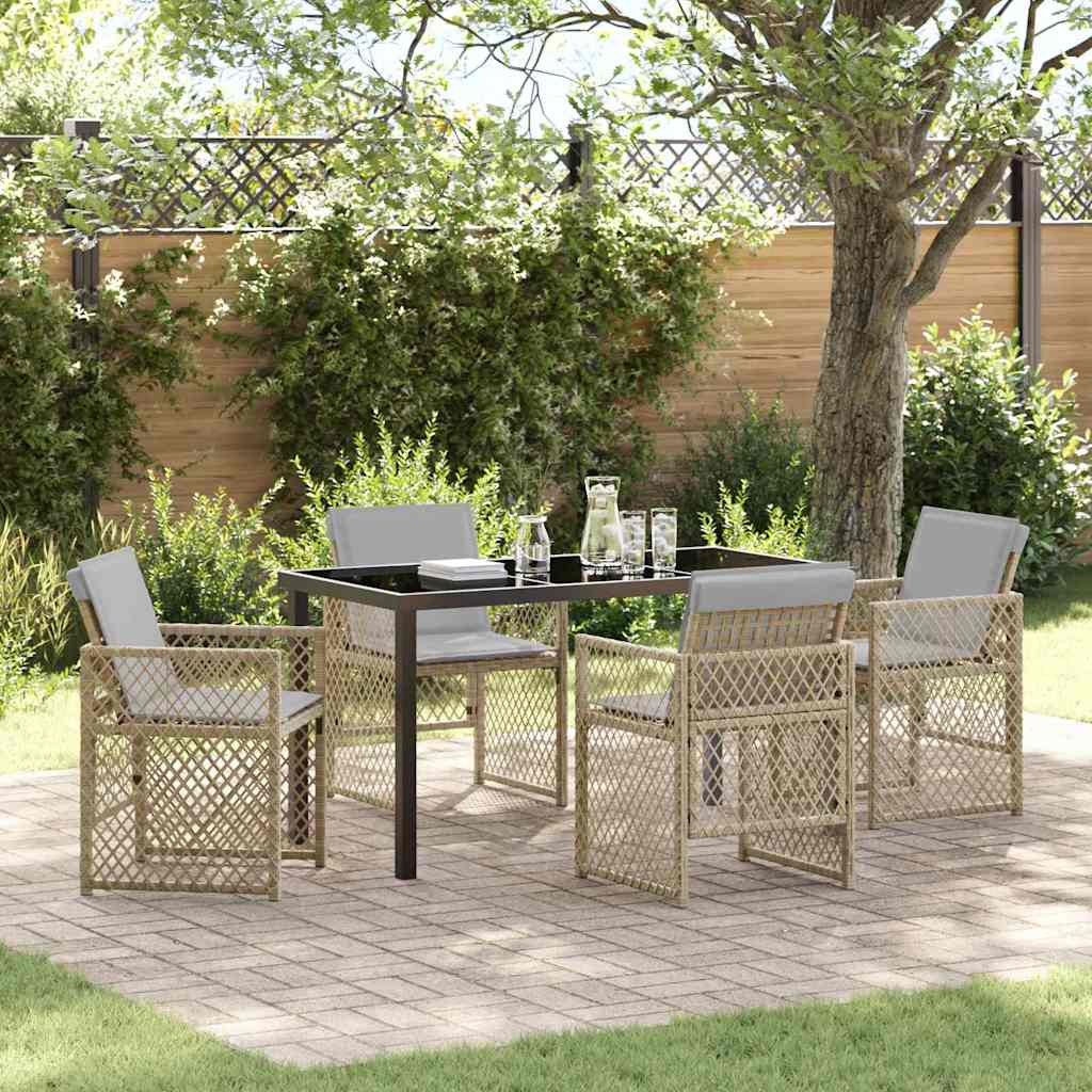 Set da Pranzo per Giardino 5 pcs Beige polyrattan