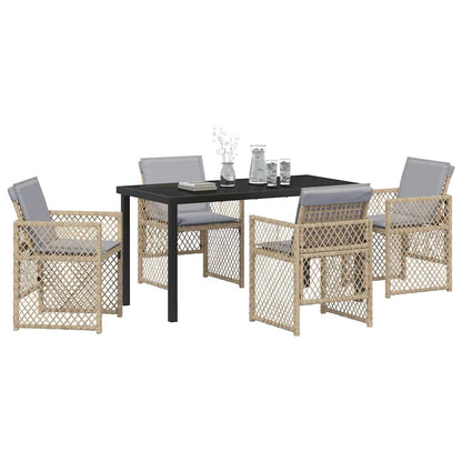 Set da Pranzo per Giardino 5 pcs Beige polyrattan