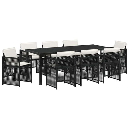 Set da Pranzo per Giardino 9 pcs Nero