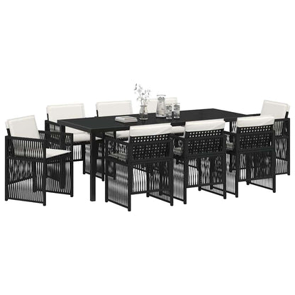 Set da Pranzo per Giardino 9 pcs Nero
