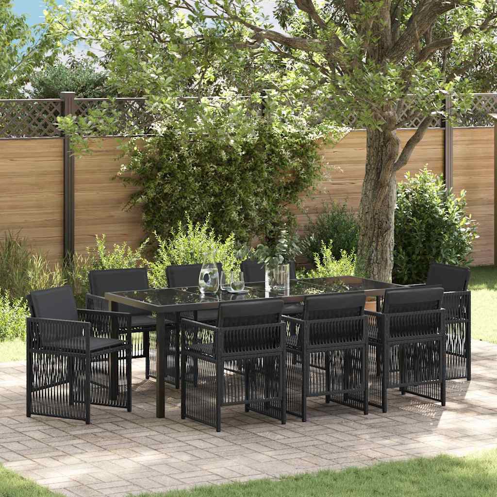 Set da Pranzo per Giardino 9 pcs Nero