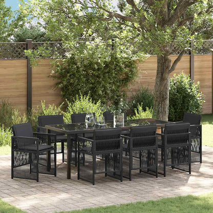 Set da Pranzo per Giardino 9 pcs Nero