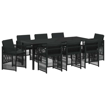 Set da Pranzo per Giardino 9 pcs Nero