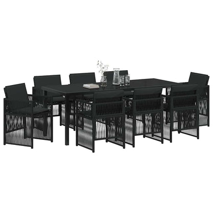 Set da Pranzo per Giardino 9 pcs Nero