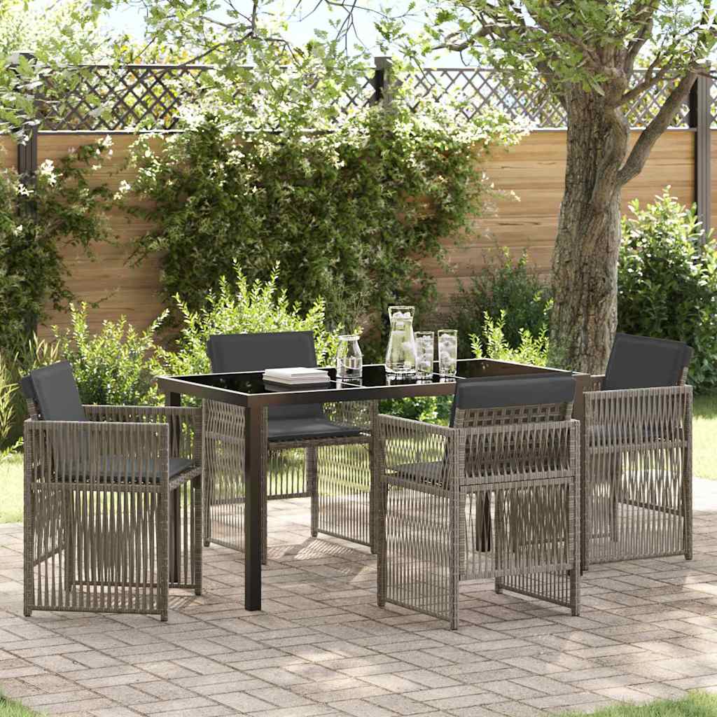 Set da Pranzo per Giardino 5 pcs Grigio