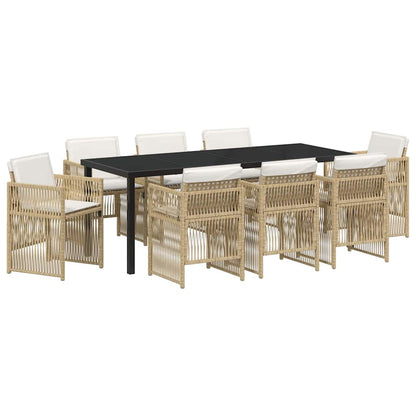 Set da Pranzo per Giardino 9 pcs Beige
