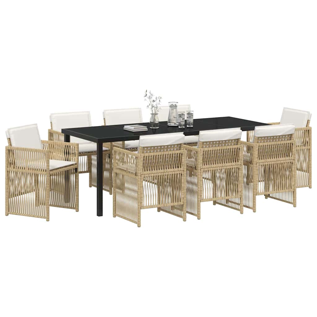Set da Pranzo per Giardino 9 pcs Beige