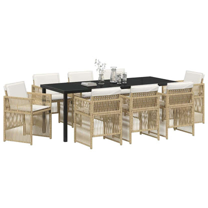 Set da Pranzo per Giardino 9 pcs Beige