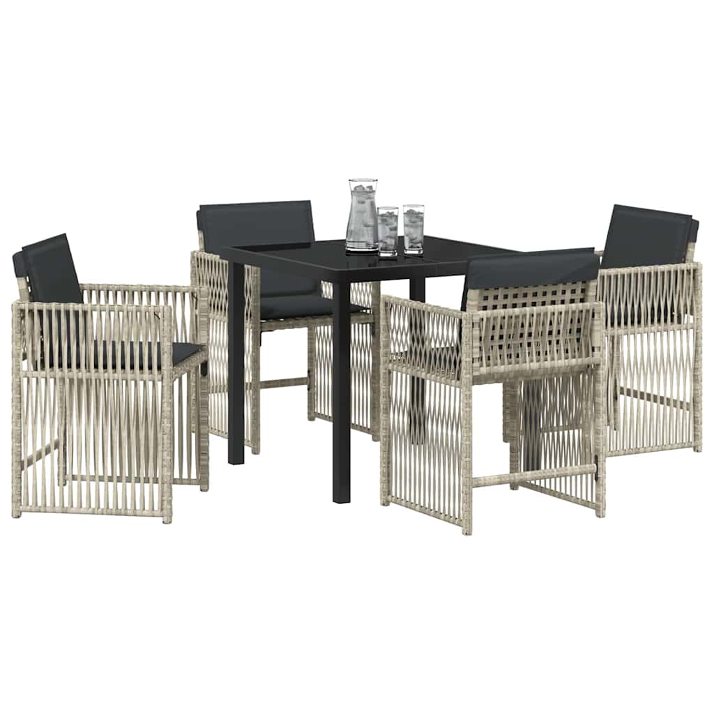 Set da Pranzo per Giardino 5 pcs Grigio chiaro