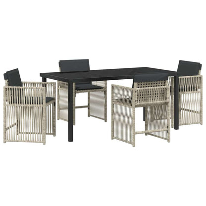 Set da Pranzo per Giardino 5 pcs Grigio chiaro