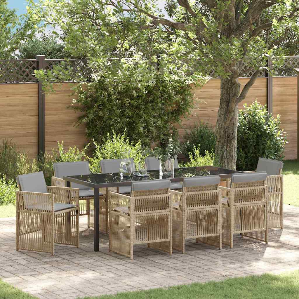 Set da Pranzo per Giardino 9 pcs Beige
