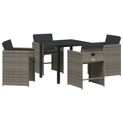 Set da Pranzo per Giardino 5 pcs Grigio polyrattan