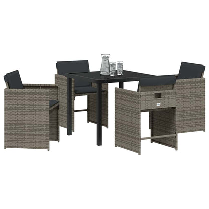 Set da Pranzo per Giardino 5 pcs Grigio polyrattan