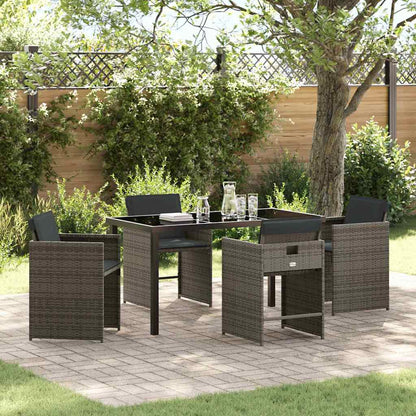 Set da Pranzo per Giardino 5 pcs Grigio polyrattan