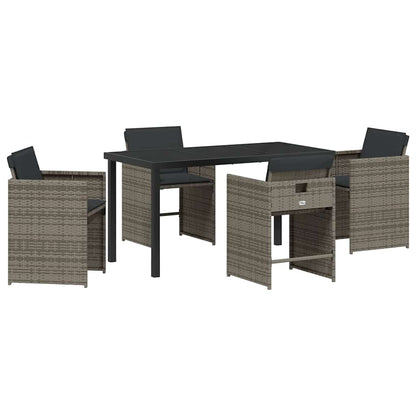 Set da Pranzo per Giardino 5 pcs Grigio polyrattan