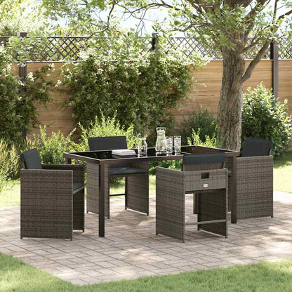 Set da Pranzo per Giardino 5 pcs Grigio polyrattan