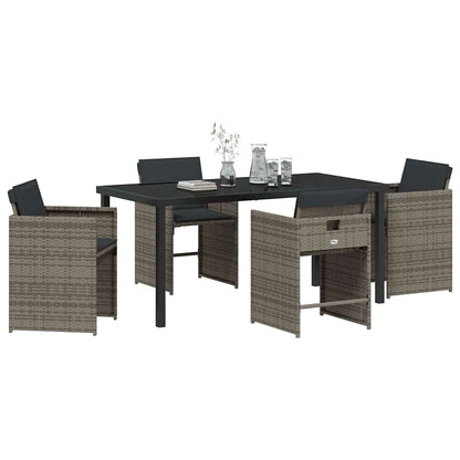 Set da Pranzo per Giardino 5 pcs Grigio polyrattan