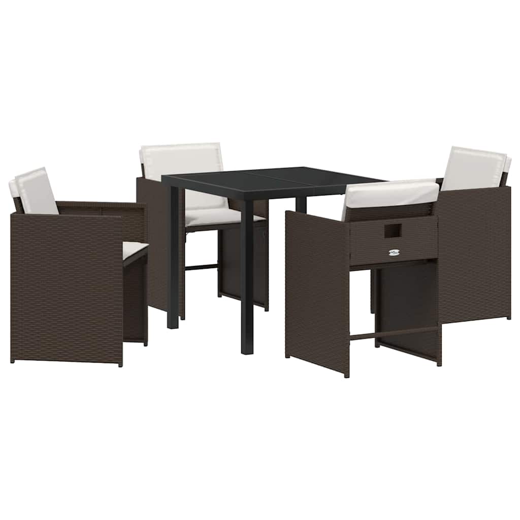 Set da Pranzo per Giardino 5 pcs Marrone polyrattan