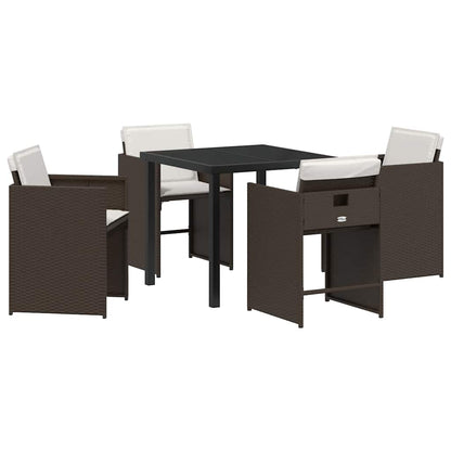 Set da Pranzo per Giardino 5 pcs Marrone polyrattan