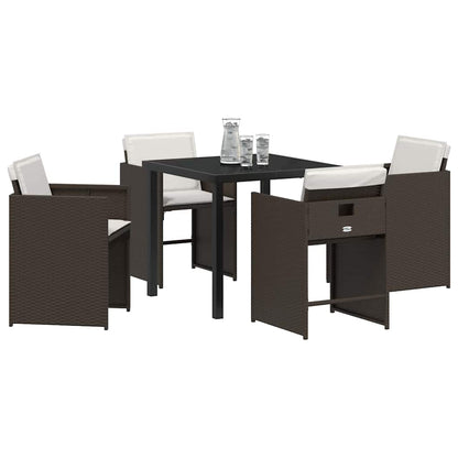 Set da Pranzo per Giardino 5 pcs Marrone polyrattan