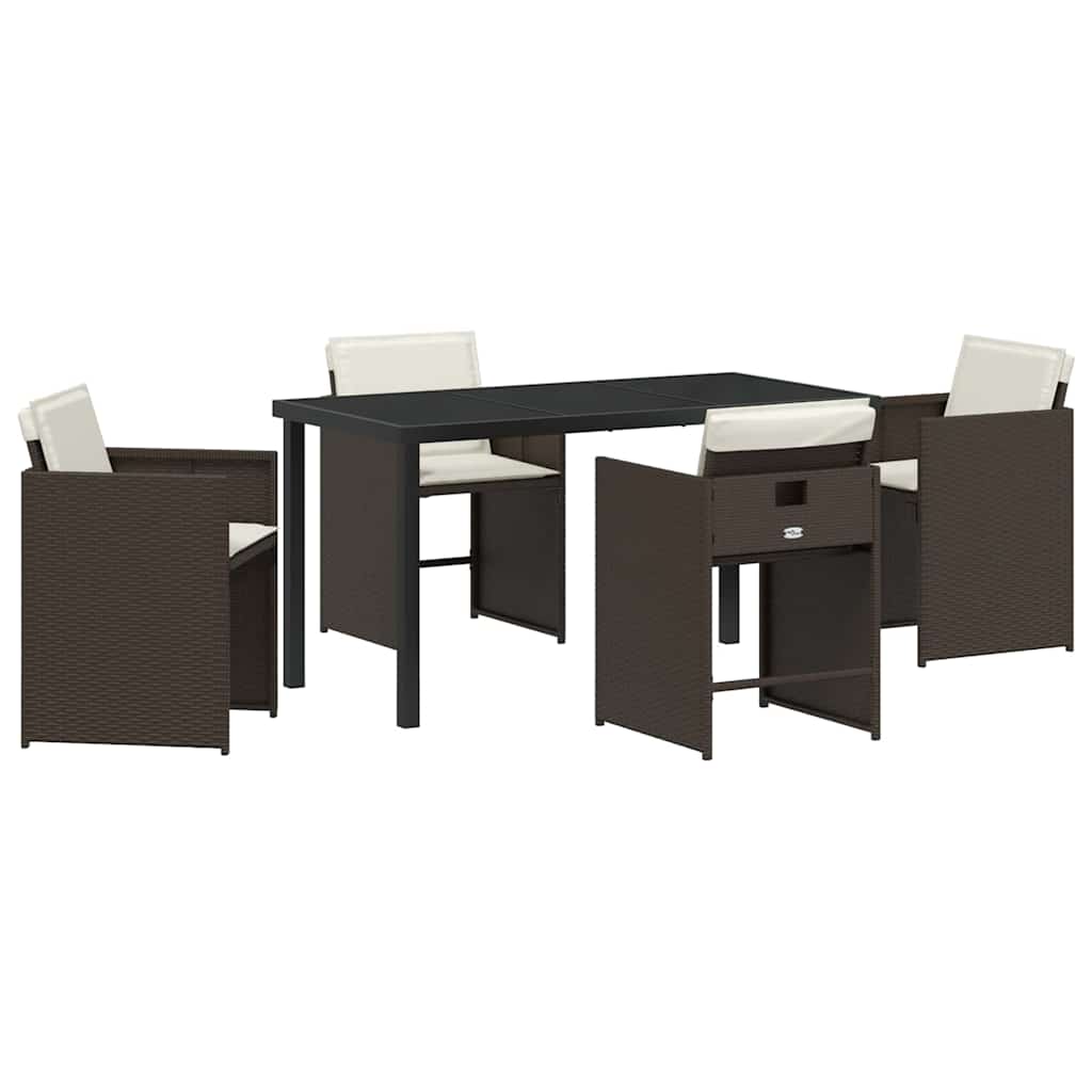Set da Pranzo per Giardino 5 pcs Marrone polyrattan