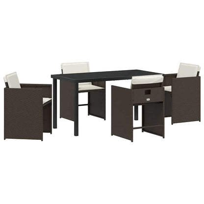 Set da Pranzo per Giardino 5 pcs Marrone polyrattan