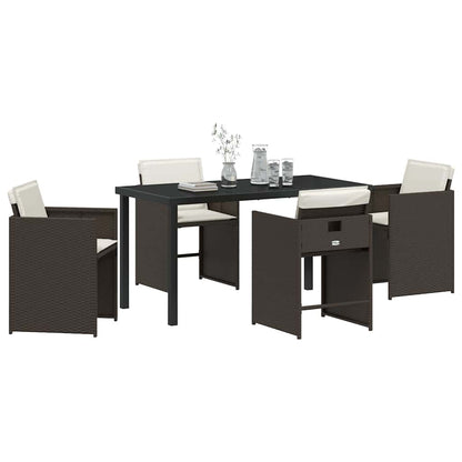 Set da Pranzo per Giardino 5 pcs Marrone polyrattan