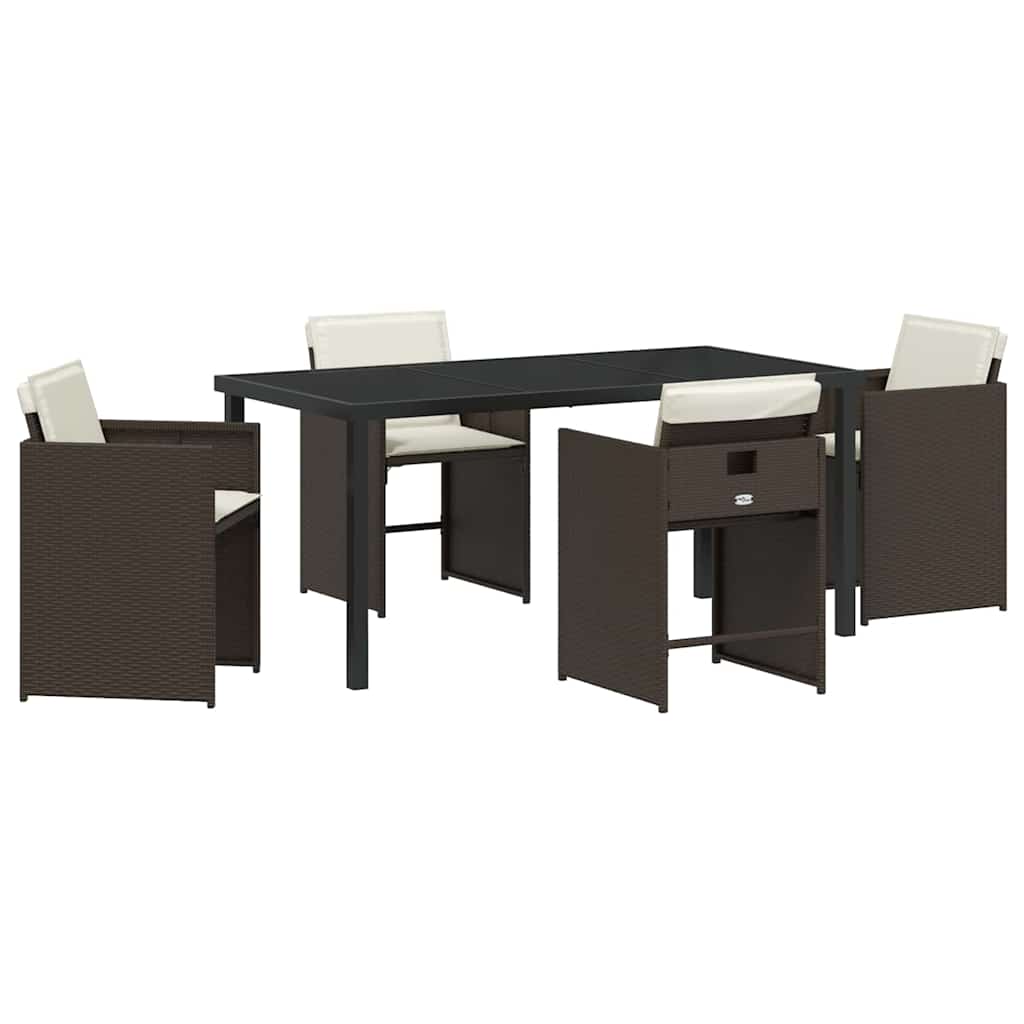 Set da Pranzo per Giardino 5 pcs Marrone polyrattan