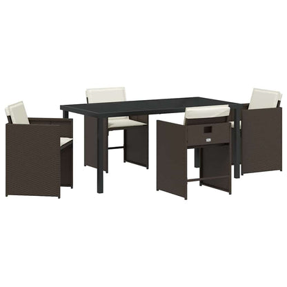 Set da Pranzo per Giardino 5 pcs Marrone polyrattan