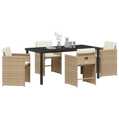 Set da Pranzo per Giardino 5 pcs Beige polyrattan