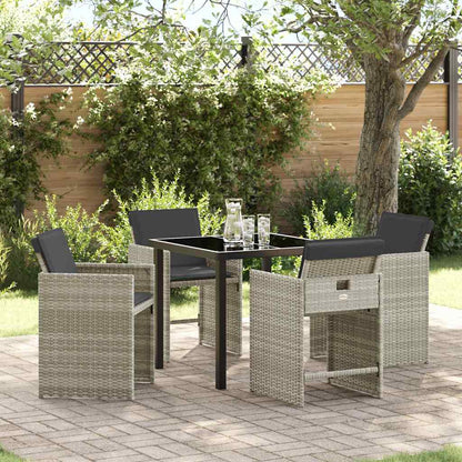 Set da Pranzo per Giardino 5 pcs Grigio chiaro polyrattan