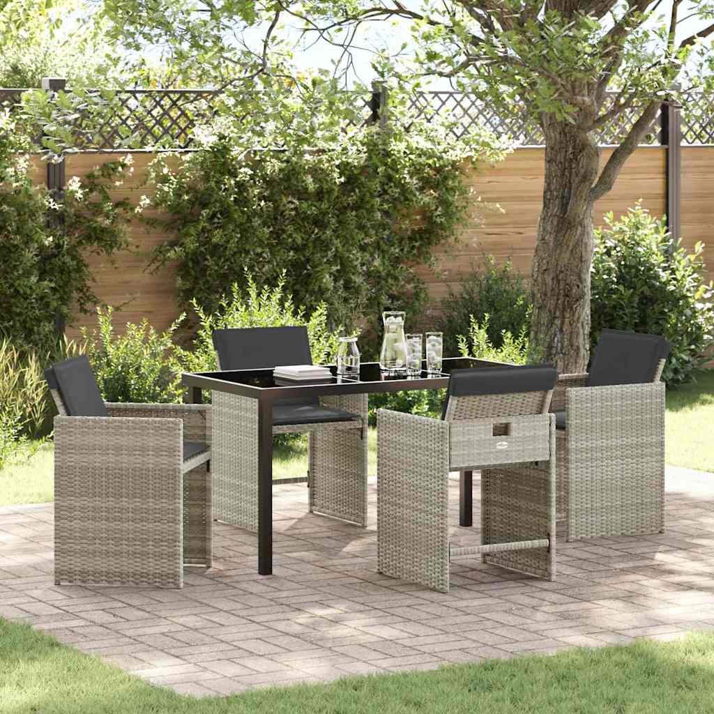 Set da Pranzo per Giardino 5 pcs Grigio chiaro polyrattan
