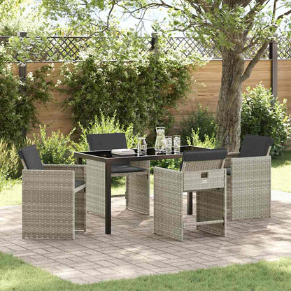 Set da Pranzo per Giardino 5 pcs Grigio chiaro polyrattan