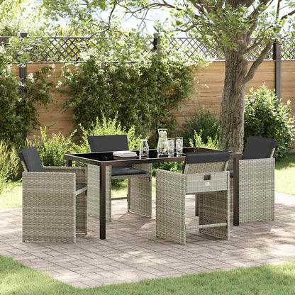 Set da Pranzo per Giardino 5 pcs Grigio chiaro polyrattan