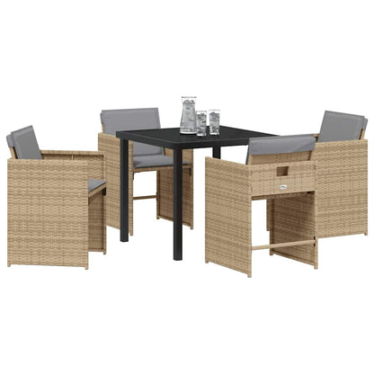 Set da Pranzo per Giardino 5 pcs Beige polyrattan