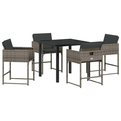 Set da Pranzo per Giardino 5 pcs Grigio polyrattan