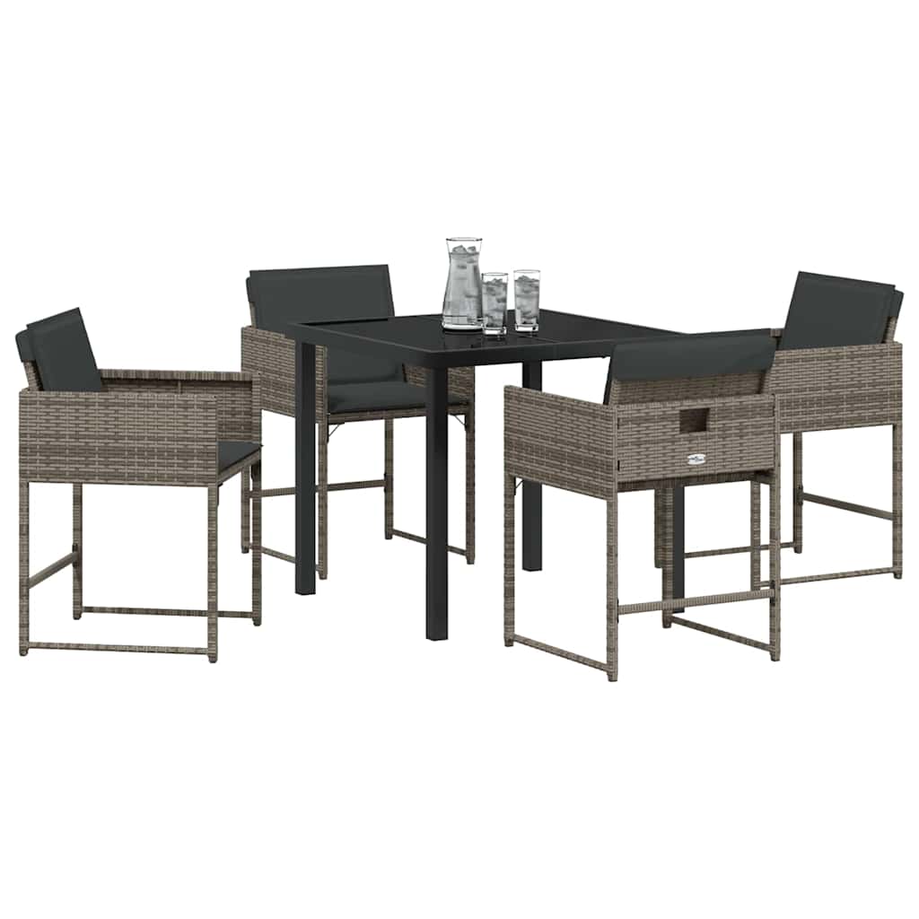 Set da Pranzo per Giardino 5 pcs Grigio polyrattan