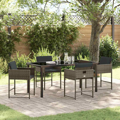 Set da Pranzo per Giardino 5 pcs Grigio polyrattan