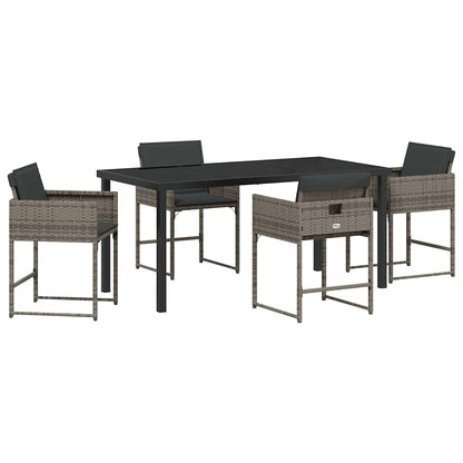 Set da Pranzo per Giardino 5 pcs Grigio polyrattan