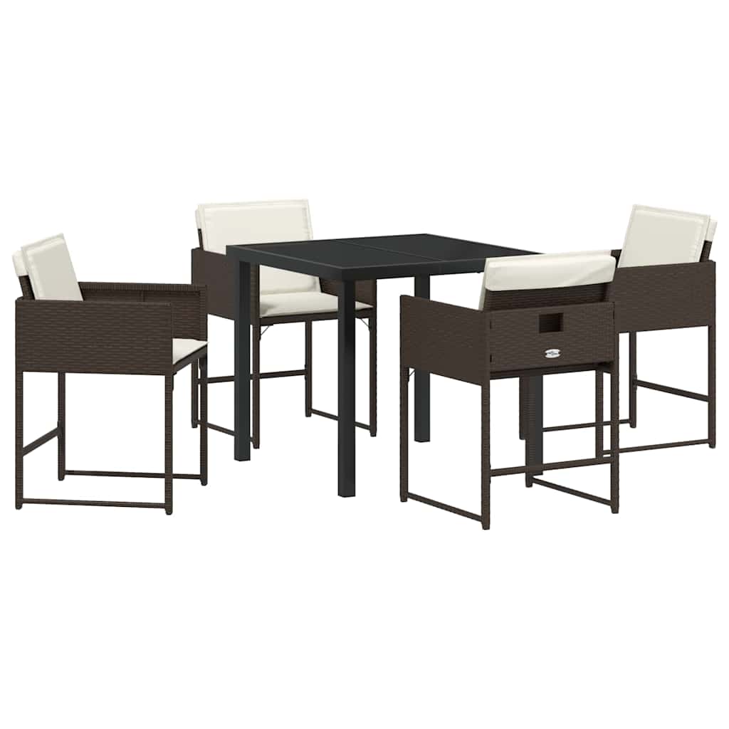 Set da Pranzo per Giardino 5 pcs Marrone polyrattan