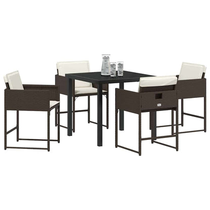 Set da Pranzo per Giardino 5 pcs Marrone polyrattan