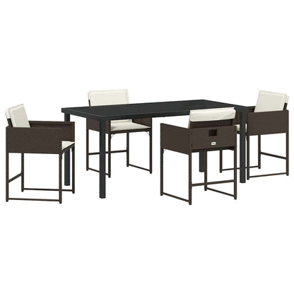 Set da Pranzo per Giardino 5 pcs Marrone polyrattan