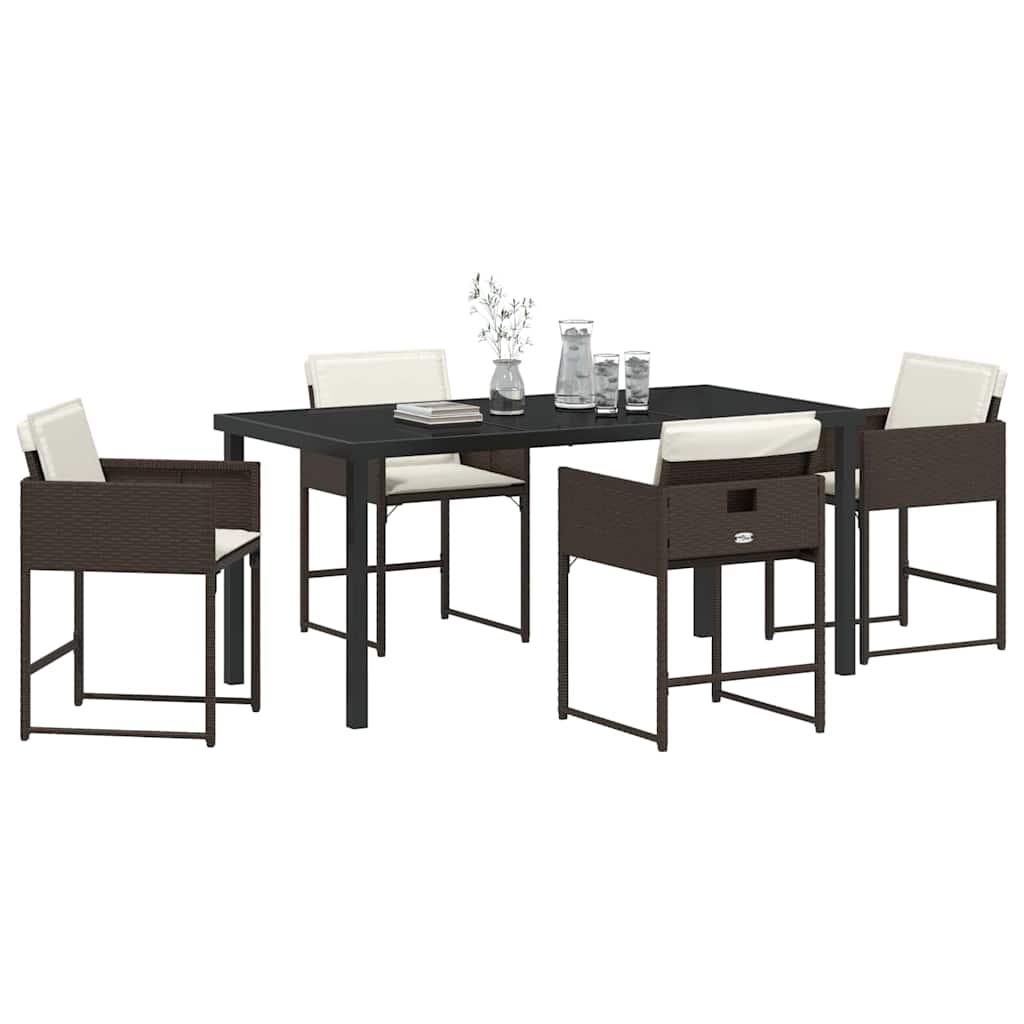 Set da Pranzo per Giardino 5 pcs Marrone polyrattan