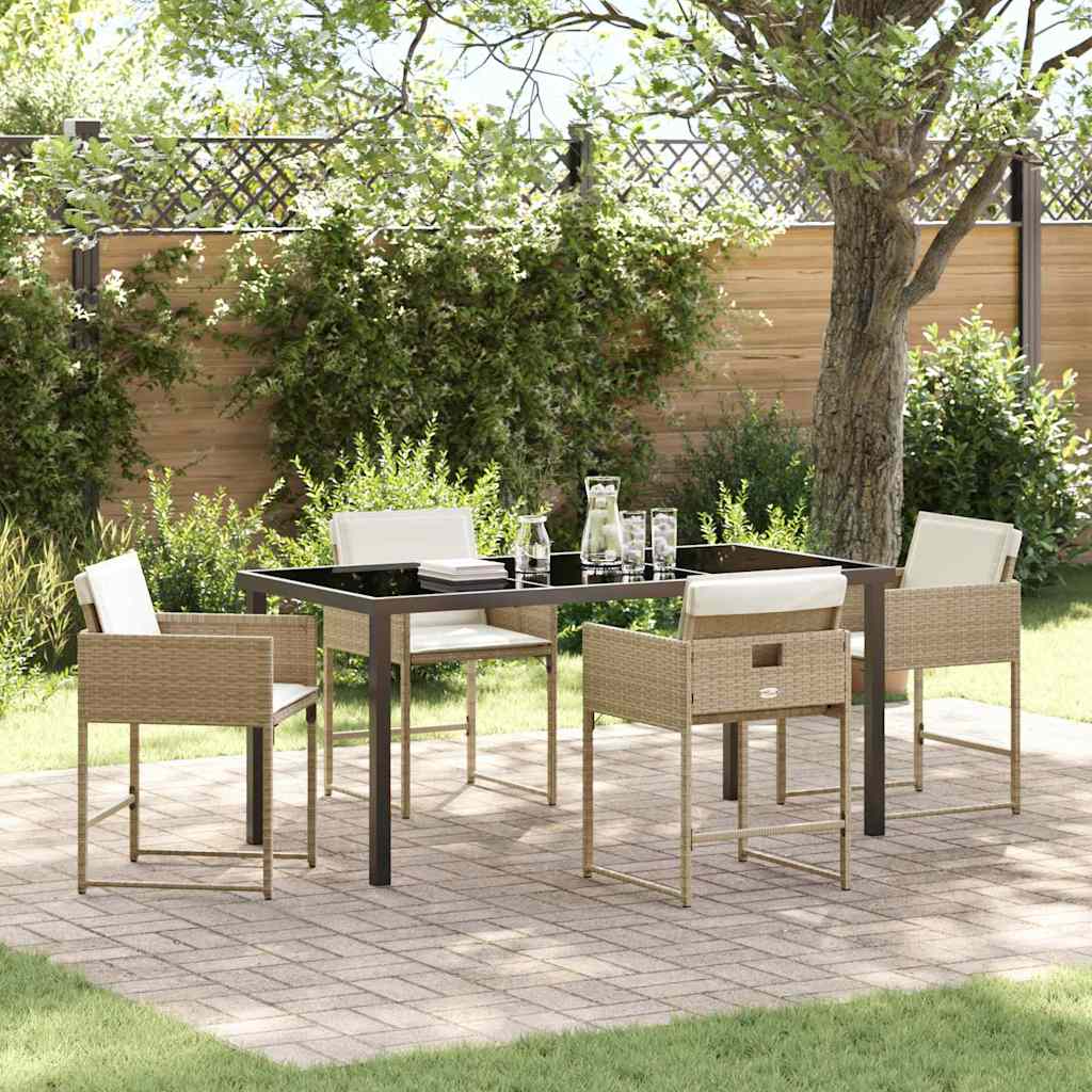 Set da Pranzo per Giardino 5 pcs Beige polyrattan