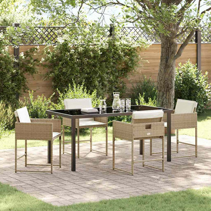Set da Pranzo per Giardino 5 pcs Beige polyrattan