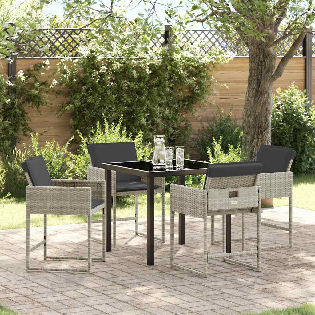 Set da Pranzo per Giardino 5 pcs Grigio chiaro polyrattan