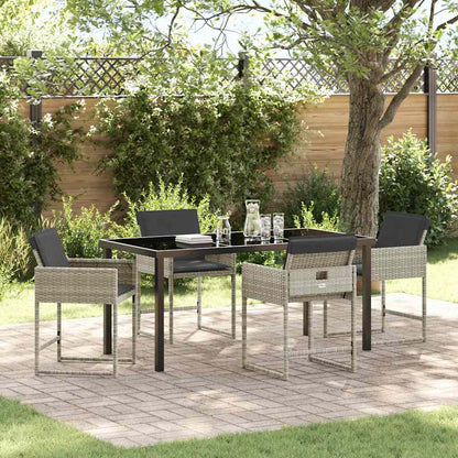 Set da Pranzo per Giardino 5 pcs Grigio chiaro polyrattan